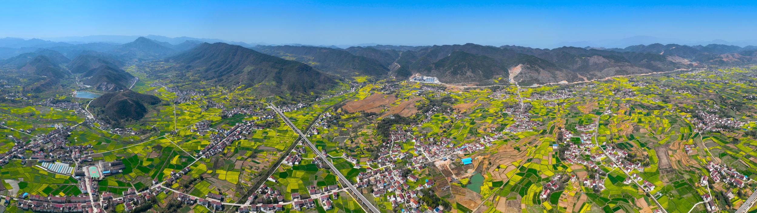 3.图为2024年3月21日，陕西省汉中市南郑区岳家岭村，万亩油菜花海。（任伟 航拍180度拍摄）